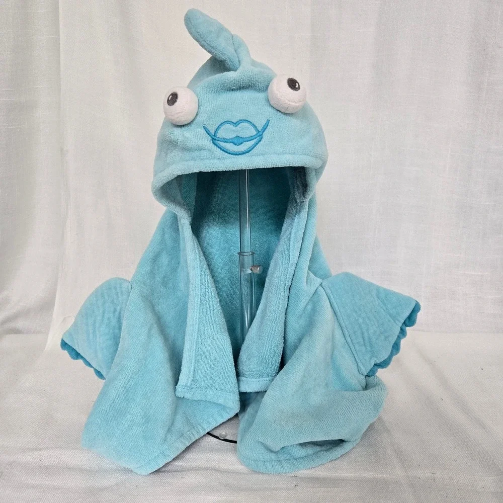 Pottery Barn Kids Hooded Towel Blue‎ Fish Character Beach Bath Pool Plush Animal